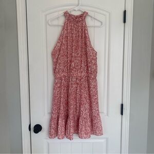 Women's Pink & White Pattern Sleeveless Dress Size Large